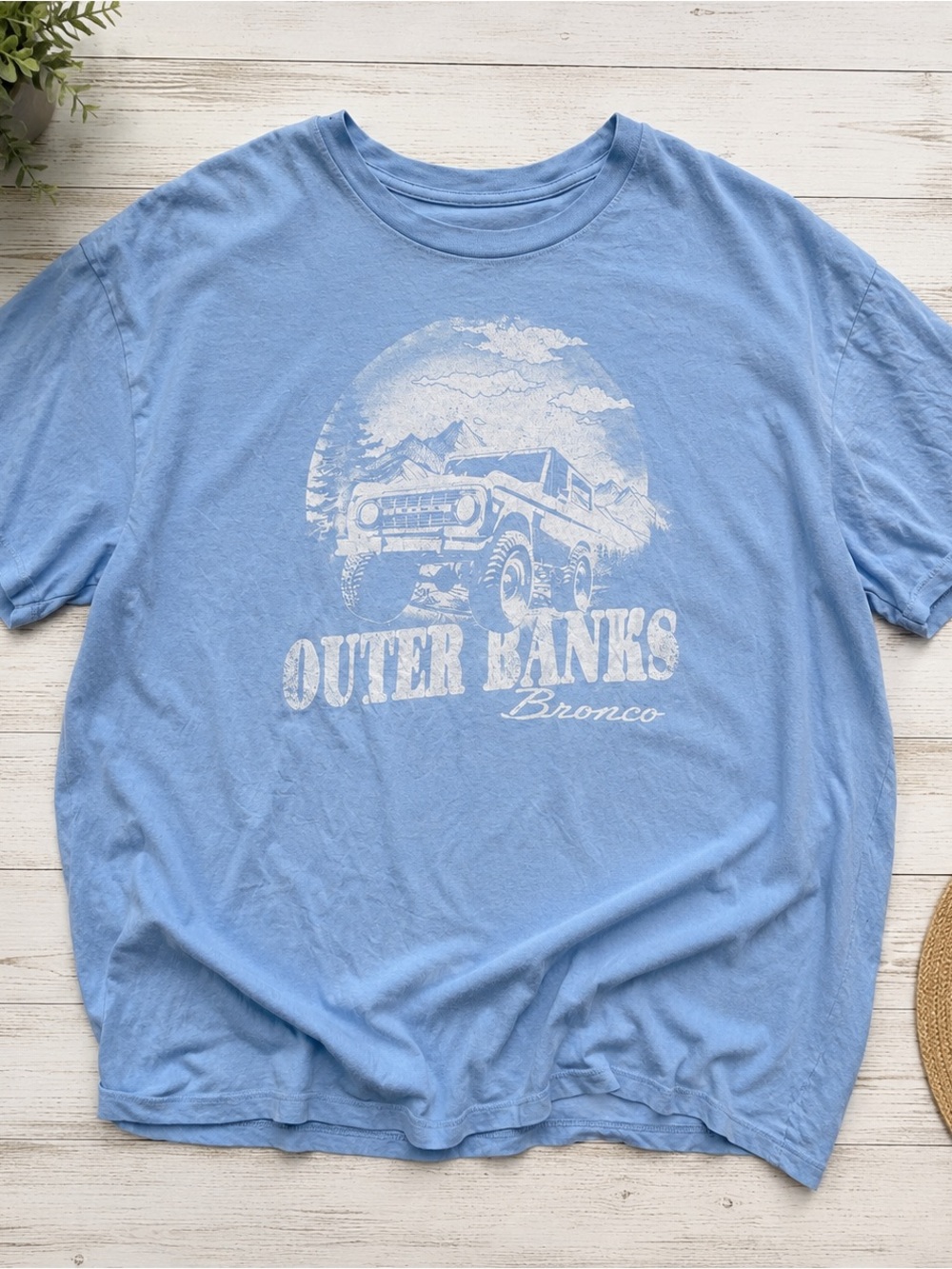 Ford Outer Banks Bronco Graphic T-Shirt Light Blue Men’s XXL Vintage Look